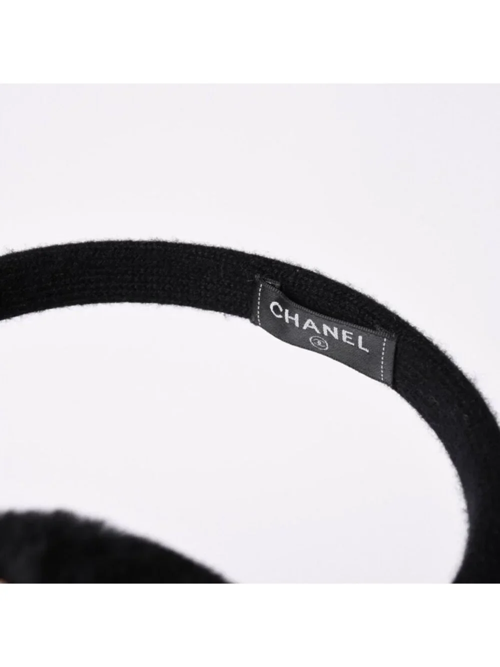 Chanel Coco Neige Ear Muffs CC Logo Shearling Black White